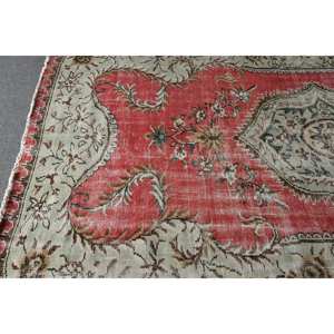 พรมตุรกีวินเทจคลาสสิกสีแดงสีเบจ5.3 x 8.8ft ขนาดใหญ่ผ้าขนสัตว์ยางสำหรับทางเข้า9x12สี่เหลี่ยมเย็บปะติดปะต่อกันสำหรับห้องโถง - Product Image 4