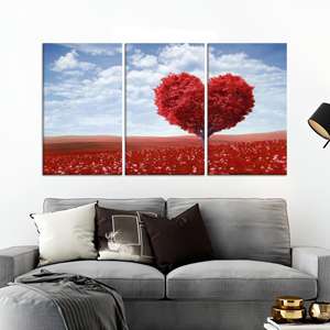 Impression sur toile Heart Tree : Art mural moderne en verre trempé, lot de 3 toiles - Product Image 1