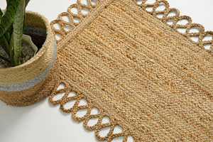 Trendy Reversible Jute Handwoven <b>Rug</b> <b>Rustic</b> Charm and Durability for Outdoor Oasis Machine Made - Product Image 2