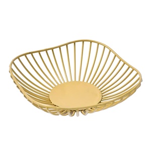 Plato decorativo moderno para el hogar, sala de estar, aperitivo, fruta, alambre de Metal dorado, cocina, cesta de frutas y verduras, accesorios de cocina - Product Image 1