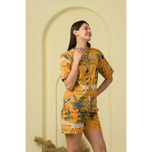 ชุดเซ็ตเสื้อถักสีมัสตาร์ดทรงหลวมสำหรับผู้หญิง Jungle Joy ไซส์ XXS คุณภาพสูง ปักลายสวยงาม ชุดสองชิ้นสำหรับฤดูหนาว - Product Image 3