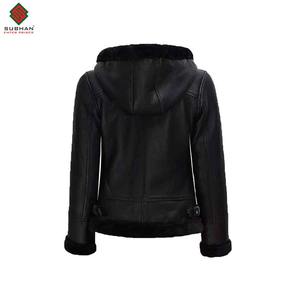 Men's Genuine <b>Shearling</b> Leather <b>Bomber</b> <b>Jacket</b> Casual Vintage Oversized - Product Image 3
