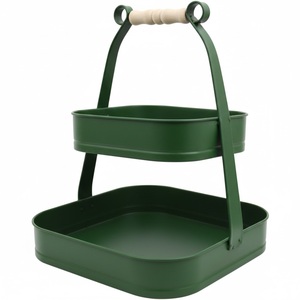 Finest Quality Square Shape Antique <b>Copper</b> 2 Tiered Iron Tray Stand With Handle <b>Kitchen</b> And Home Decor For Weddings And Parties - Product Image 5