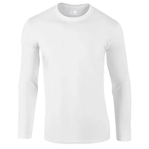 180g transfrontalier Style européen pur coton à manches longues t-shirt décontracté couleur unie col rond couche de base recommandée - Product Image 6