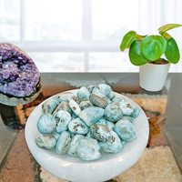 Vente en gros de pierres de larimar polies KALA CUTURE - Modèle T001 - Équilibrage des chakras Reiki - Fabrication de bijoux - Cristaux positifs