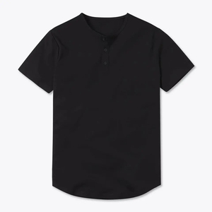 Camiseta Henley de algodón para hombre, cuello de botón informal básico con manga corta, camisetas transpirables para uso diario, nueva llegada - Product Image 2