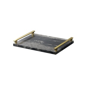 ถาดเสิร์ฟหินอ่อนโบราณพร้อมที่จับโลหะถาดเสิร์ฟดีไซน์ใหม่ทำด้วยมือ - Product Image 6