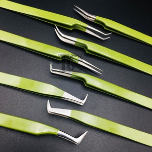 แหนบคีบขนตาปลอมทำจากสเตนเลสสีเขียวแบบใช้มือทดสอบ - Product Image 2