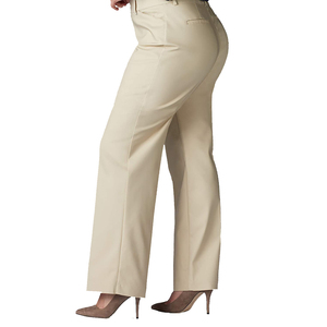 Women's Beige Plus Size High Waist Knitted Breathable Streetwear <b>Leggings</b> with Pockets Casual Formal Wear - Product Image 3