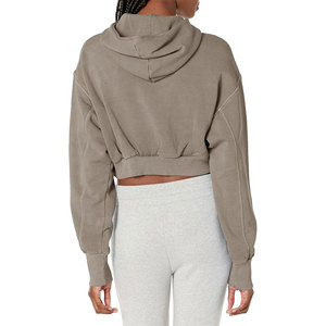 High Quality Wholesale Women's Winter Crop Hoodie Pullover Sweatshirt Casual Custom Fitness Streetwear Eco-Friendly Front Custom - Product Image 6