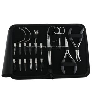 Juego de herramientas de alicates de extensión de cabello profesional de acero inoxidable con dedo de seccionamiento mini tijera pinzas de cocodrilo gancho - Product Image 1