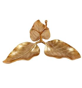 Plat de service en forme de feuille personnalisé à 3 compartiments Plaques en laiton à motif moderne pour mariage à domicile, restaurant, hôtel, fête - Product Image 5