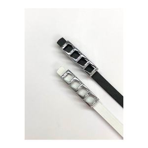 Offre spéciale 2 pièces : Ceinture basique pour femme, ceinture pour veste, ceinture pour robe avec boucle à chaîne fine - NOIR ET BLANC-ARGENT - Product Image 5