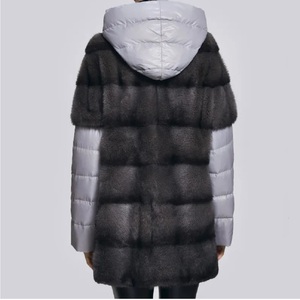 Manteau en fourrure de vison véritable pour femme, prix d'usine, hiver, avec grande capuche, imperméable, réversible, épais - Product Image 2