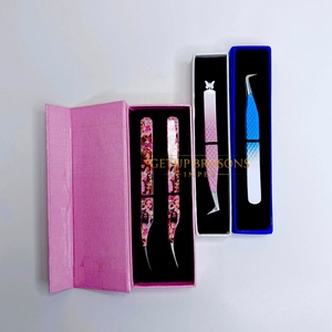 Pinzas para Pestañas de Acero Inoxidable de Alta Calidad GETUP BROSONS IMPEX, Múltiples Colores, Punta Suave, Agarre de Diamante, Antimagnéticas, 10 mm - Product Image 2