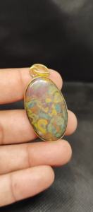 Amazing Natural Fruits Jasper Loose Gemstone Gold Overlay Bezel Pendant - Product Image 6