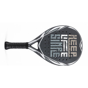 Raquette de padel Teardrop Diamond, design graphique noir et argent, cuir PU, fibre de carbone, poignée antidérapante, légère, pour le plaisir en plein air - Product Image 4