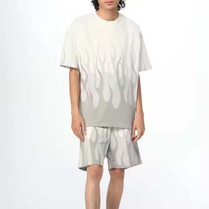 Ensemble t-shirt à manches courtes décontracté pour hommes, vêtements d'extérieur respirants avec impression streetwear, vêtements décontractés - Product Image 1