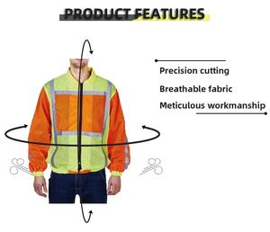 เสื้อแจ็คเก็ตนิรภัยสะท้อนแสงแบบมีโลโก้สั่งทำ แขนยาว สีเหลืองและสีส้ม สำหรับวิ่ง - Product Image 3