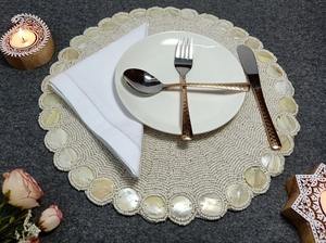 Luxury Eco-Friendly Handmade Embroidery Set Customizable Table Decorative Beaded Coasters Heat Resistant <b>Placemats</b> Home Wedding - Product Image 4