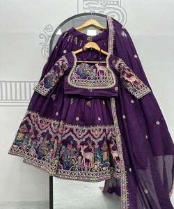 FANTAISIE VICHITRA SOIE BRODERIE SEQYENCE CODAGE FIL TRAVAIL LEHNEGA CHOLI AVEC DUPATTA FÊTE PORTER PRIX DE GROS VÊTEMENT ETHNIQUE - Product Image 6