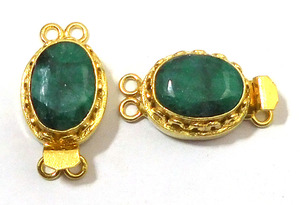 18K Gold Plated Emerald Gemstone Oval Box Clasp 1-3 Strand Jewelry Making B702-26X15X10MM - Product Image 6