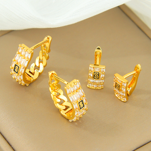 Parure de bijoux en zirconium de style italien, plaqué or 21 carats, style hip-hop de Dubaï, ensembles de colliers Monaco pour femmes, pour événements et soirées - Product Image 4