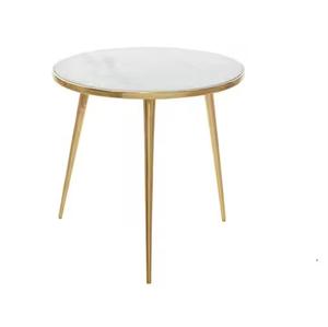 White Metal Stone Gold Luxury Nordic <b>Round</b> Modern Marble Top <b>Coffee</b> <b>Tables</b> <b>Nesting</b> Center <b>Table</b> for Living Room Set Home - Product Image 2