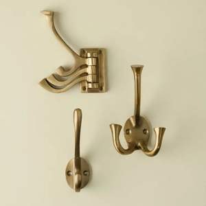 Elegant Golden Finished Brass <b>Wall</b> Hooks Designer Storage Solutions <b>for</b> Homeowners Seeking Timeless Sophistication Made Metal - Product Image 4
