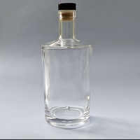 Bouteille en verre personnalisable à col étroit transparent pour spiritueux, whisky, vodka, gin, avec bouchon en liège et impression sérigraphiée