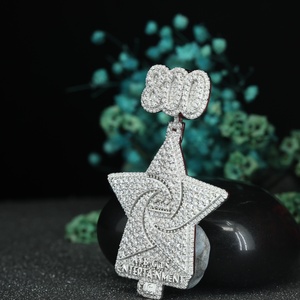 Pendentif personnalisé de luxe en argent sterling 925 avec diamant moissanite rond brillant, bijoux hip-hop glacés, collier personnalisé - Product Image 2