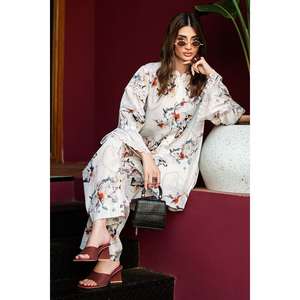 Conjunto de Dos Piezas para Mujer, Estilo Bohemio, Color Beige, Estampado Ondulado, Tallas XXS-XL, Tela Crepé, para Primavera/Verano - Product Image 5