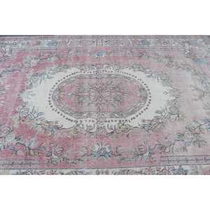 Tapis turc vintage 5,9x9,9 pieds, grand tapis en laine rouge à pois - Product Image 5