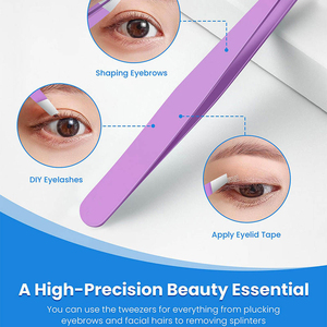 Pince à épiler à sourcils de haute qualité en acier inoxydable pince à épiler durable pour sourcils Logo de couleur personnalisé offre pince à épiler à sourcils - Product Image 2