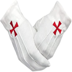 Guantes de Invierno Cruz Roja de los Caballeros Templarios, Algodón Blanco, Francmasones, Masónicos, Largos, Logotipos Personalizados, Talla Grande, Transpirables para Uso Diario - Product Image 1