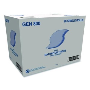 GEN GN800 2-Ply Soft and Strong Flushable Bath Tissue-White Bamboo Toilet <b>Paper</b> for Home Use 96 <b>Rolls</b>/Carton Septic Safe - Product Image 5