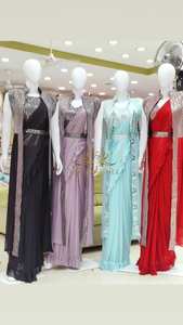 Hermoso Lehenga de Georgette con Diseño de Lentejuelas y Volantes, Sari Drapeado con Koti y Blusa para Mujer, Ropa de Fiesta y Boda - Product Image 4