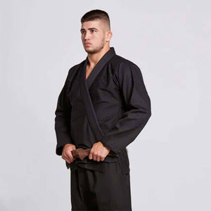 Combinaison de Jiu-Jitsu noire, uniforme en coton lourd extensible, kimono d'arts martiaux, coutures renforcées, léger, respirant, ensembles de vêtements d'entraînement - Product Image 5