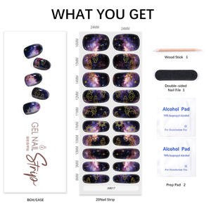 Envolturas de <span class=keywords><strong>uñas</strong></span> de gel semicuradas con purpurina Galaxy personalizadas al por mayor, 20 piezas | Lámpara UV con efecto 3D que se endurece, resistente al agua y de larga duración - Product Image 6