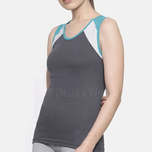 Camiseta sin mangas personalizada al por mayor para mujer, hecha a medida con tela 100% algodón de secado rápido, cuello redondo, ropa de entrenamiento. - Product Image 2