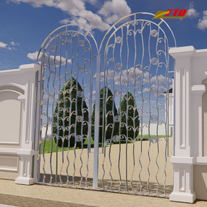 Puertas de jardín de hierro forjado decorativas fabricadas en Vietnam con acabado con recubrimiento en polvo para entradas seguras - Product Image 5