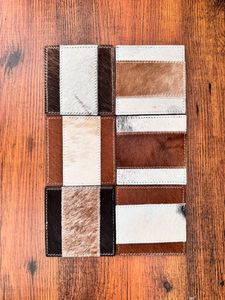 Dessous de verre carrés en cuir de vachette personnalisés de qualité extrême Sous-verres à cheveux Napperons de table Party Favors Ensemble de sous-verres en cuir Nouveaux cadeaux pour la maison - Product Image 2