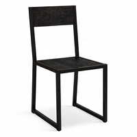 Silla de Comedor Plegable Ecológica de Madera Maciza de Mango |   Estructura Metálica Industrial Negra |   Muebles de Comedor para Apartamentos, Restaurantes/Cafeterías