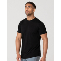 T-shirt décontracté et élégant pour homme en coton et fibre de bambou, anti-rétrécissement, coupe classique, col ras du cou contrastant, respirant et anti-humidité