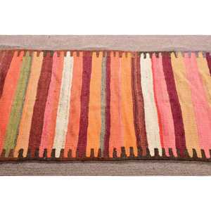 Turkish <b>Runner</b> Rug 2.6x10.3 ft, Vintage Kilim <b>Red</b> Persian Wool Rug - Product Image 4