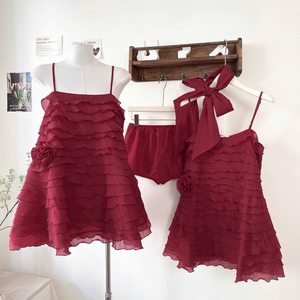 Conjunto de Top Corto con Volantes de Chifón Transpirable y Pantalones Cortos para Uso Diario de Mujeres - Product Image 3