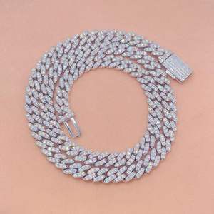 Pass Diamond Tester Hip Hop Iced Out Cadena de eslabones cubanos de plata esterlina - Product Image 1