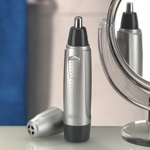 Tondeuse portable pour poils du nez et des oreilles en métal et plastique, lavable et alimentée par USB/électrique/piles, pour usage domestique et automobile - Product Image 1