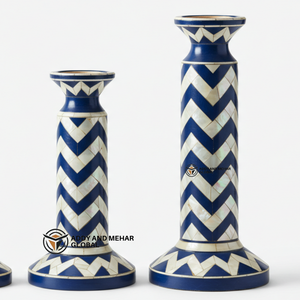 Proveedor indio ofrece juego de portavelas con incrustaciones de perlas madre hechas a mano, decoración del hogar reutilizable decorativa Floral Turquesa - Product Image 2