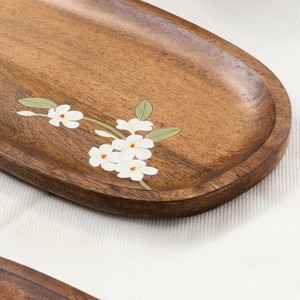 Plateau ovale en bois de mangue écologique Bella 12,5 pouces X 7 pouces X 0,6 pouces Peint à la main Passe au lave-vaisselle Biodégradable pour cadeaux - Product Image 2